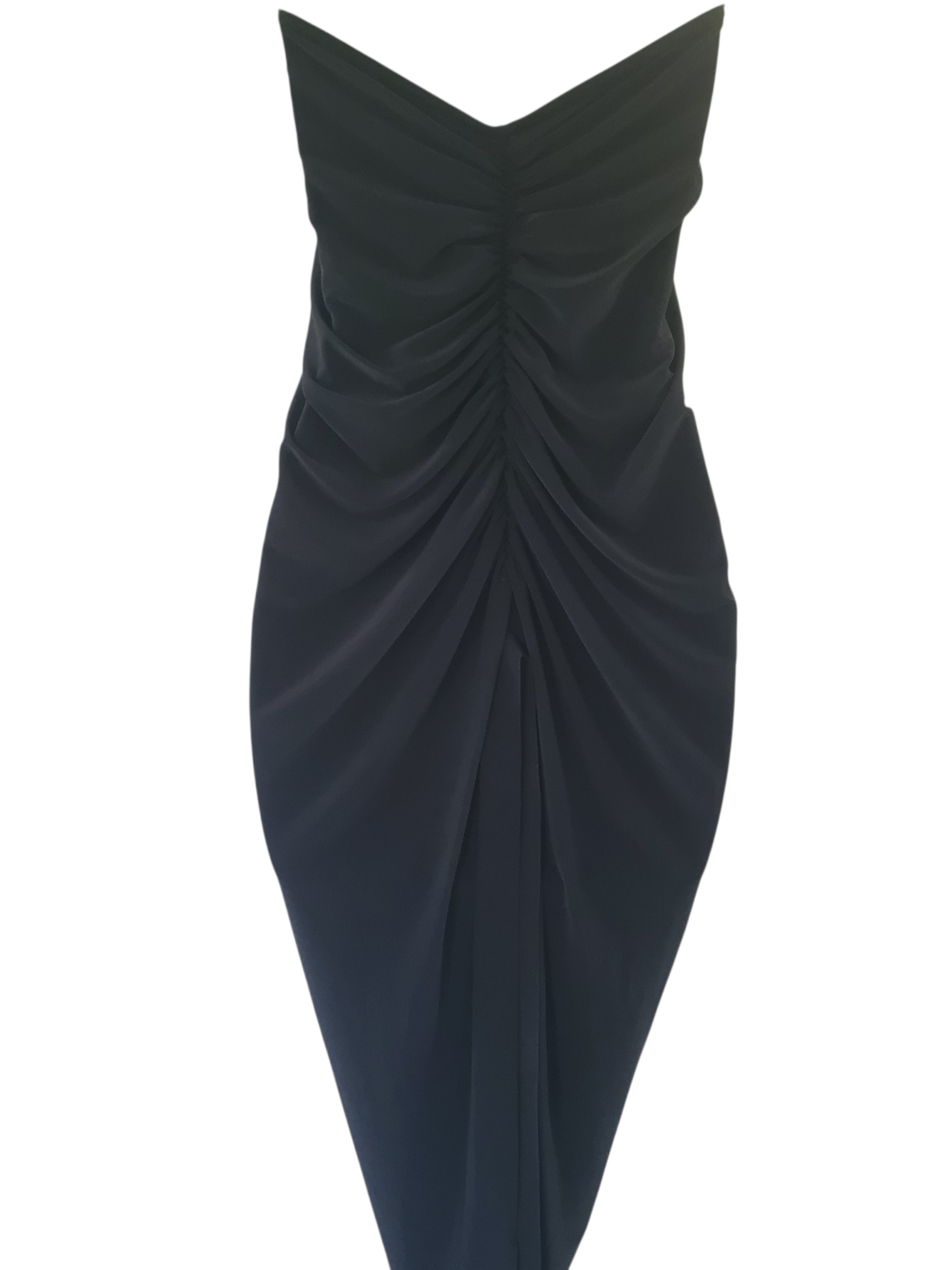 Norma Kamali Strapless Ruched Black Midi Dress New With Tags